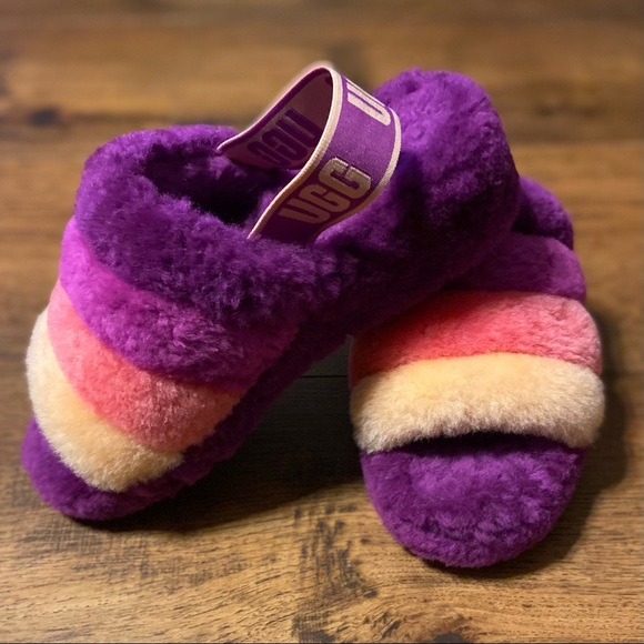 UGG Fluff Yeah Slide Berrylicious Multi Slippers Sandals Women’s - Picture 3 of 6